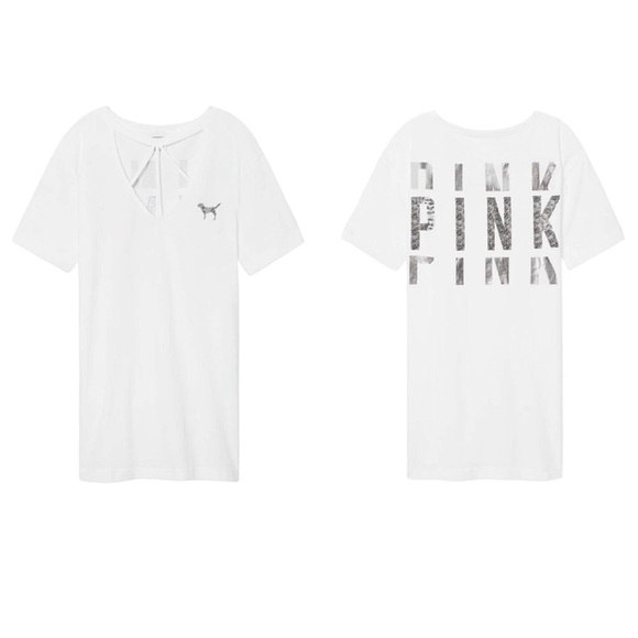 PINK Victoria's Secret Tops - VS Pink Bling Campus Strappy Choker Tee